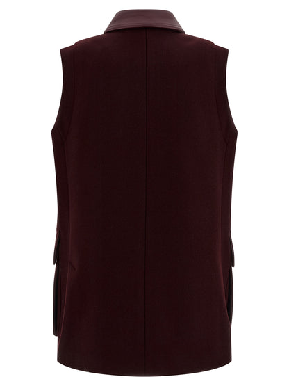 Max Mara Bordeaux Virgin Wool Sleeveless Jacket