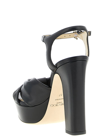 Jimmy Choo Black Leather Stiletto Heel Sandals