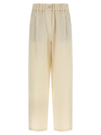 Brunello Cucinelli White Viscose Casual Pants