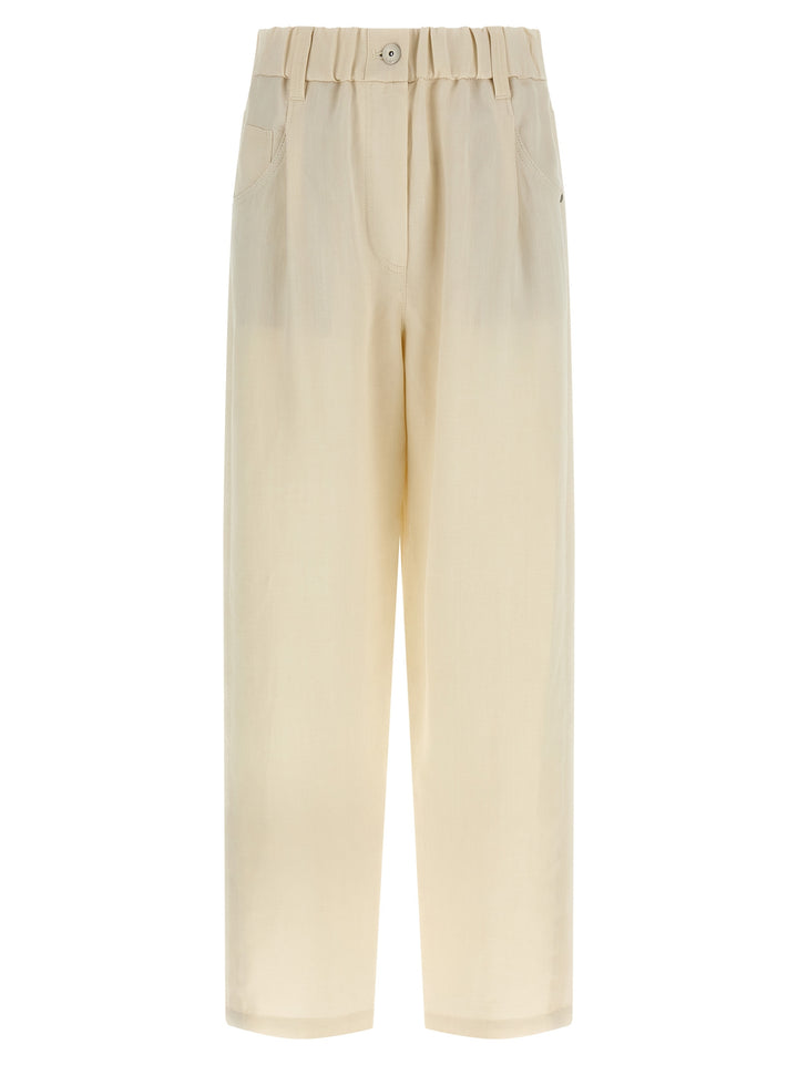 Brunello Cucinelli White Viscose Casual Pants