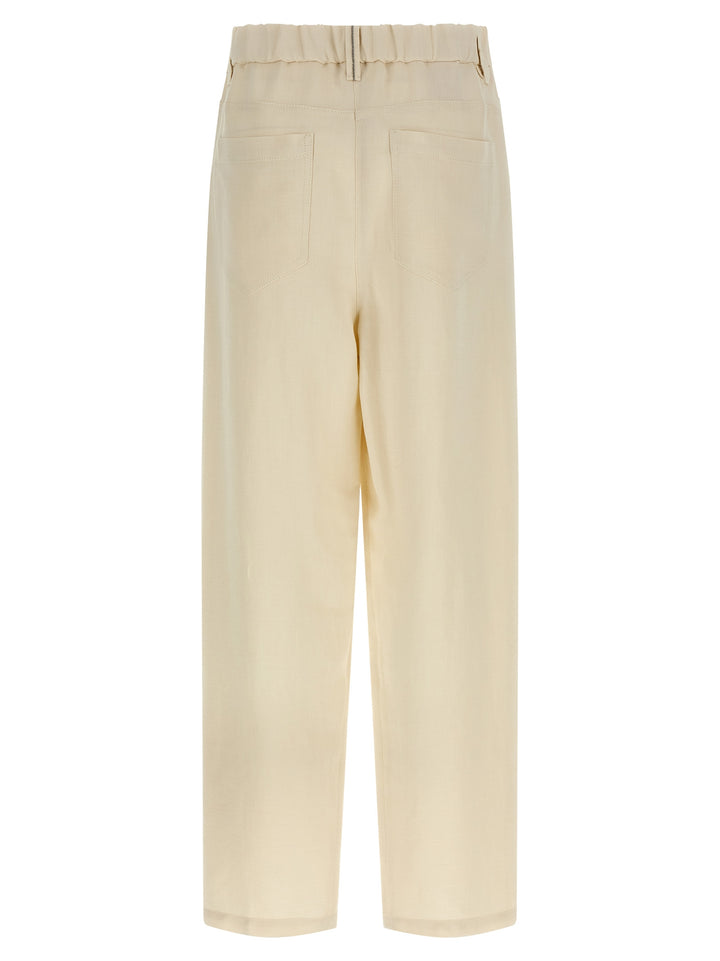Brunello Cucinelli White Viscose Casual Pants