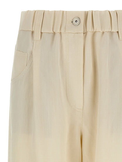 Brunello Cucinelli White Viscose Casual Pants