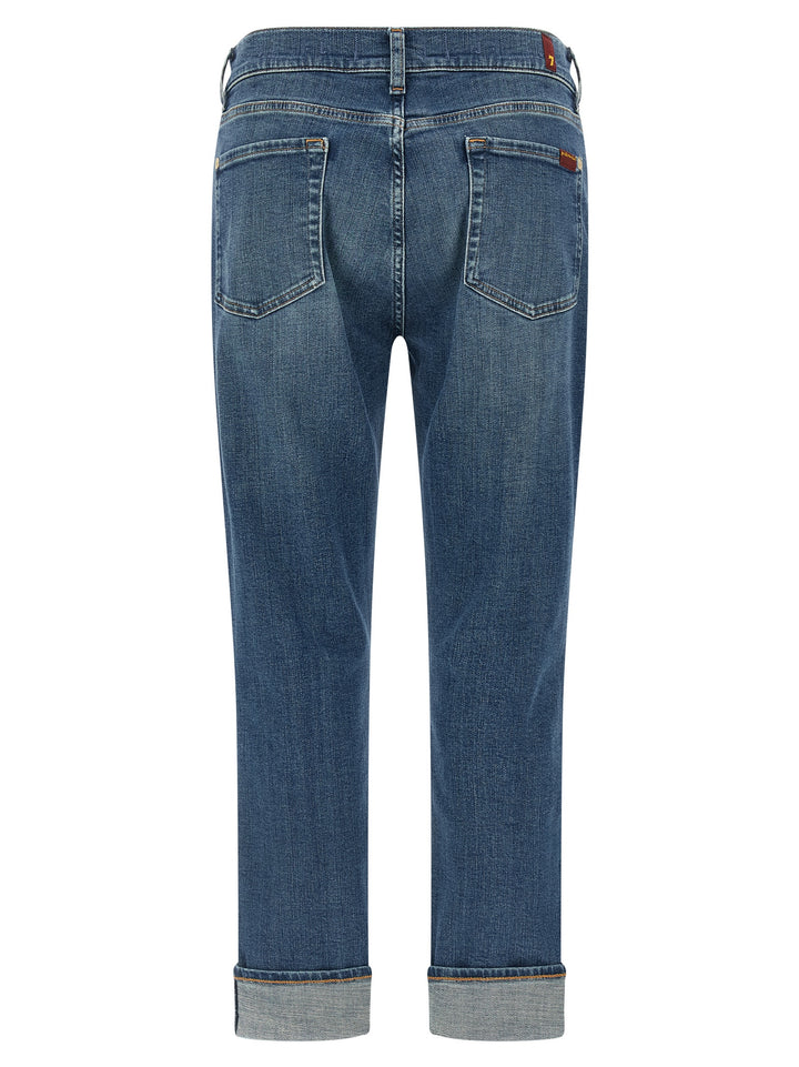 7 For All Mankind Blue Cotton Relaxed Fit Jeans