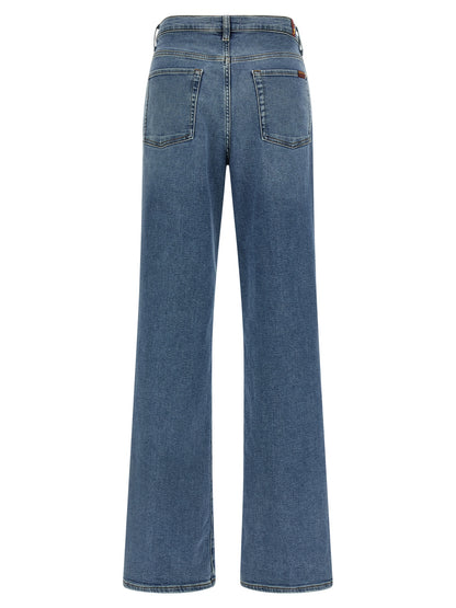 7 For All Mankind Blue Cotton Straight-Leg Jeans
