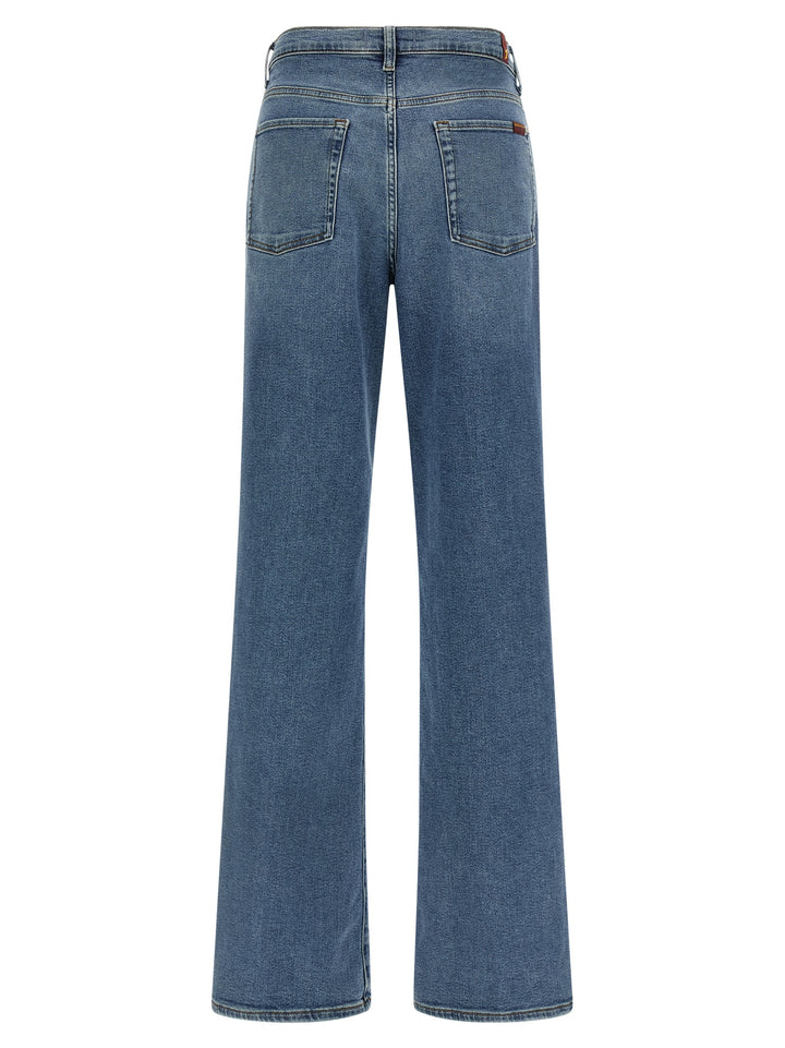 7 For All Mankind Blue Cotton Straight-Leg Jeans
