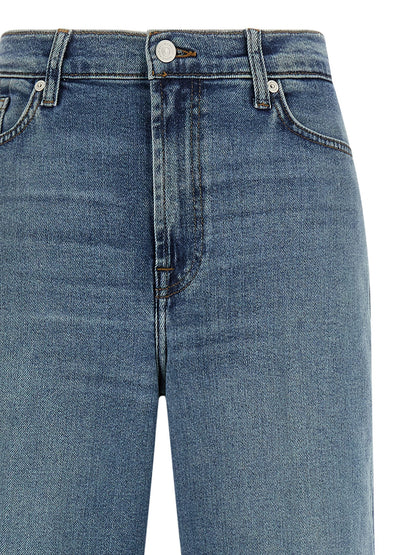 7 For All Mankind Blue Cotton Straight-Leg Jeans