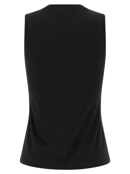 Balmain Black Cotton Sleeveles T-Shirt