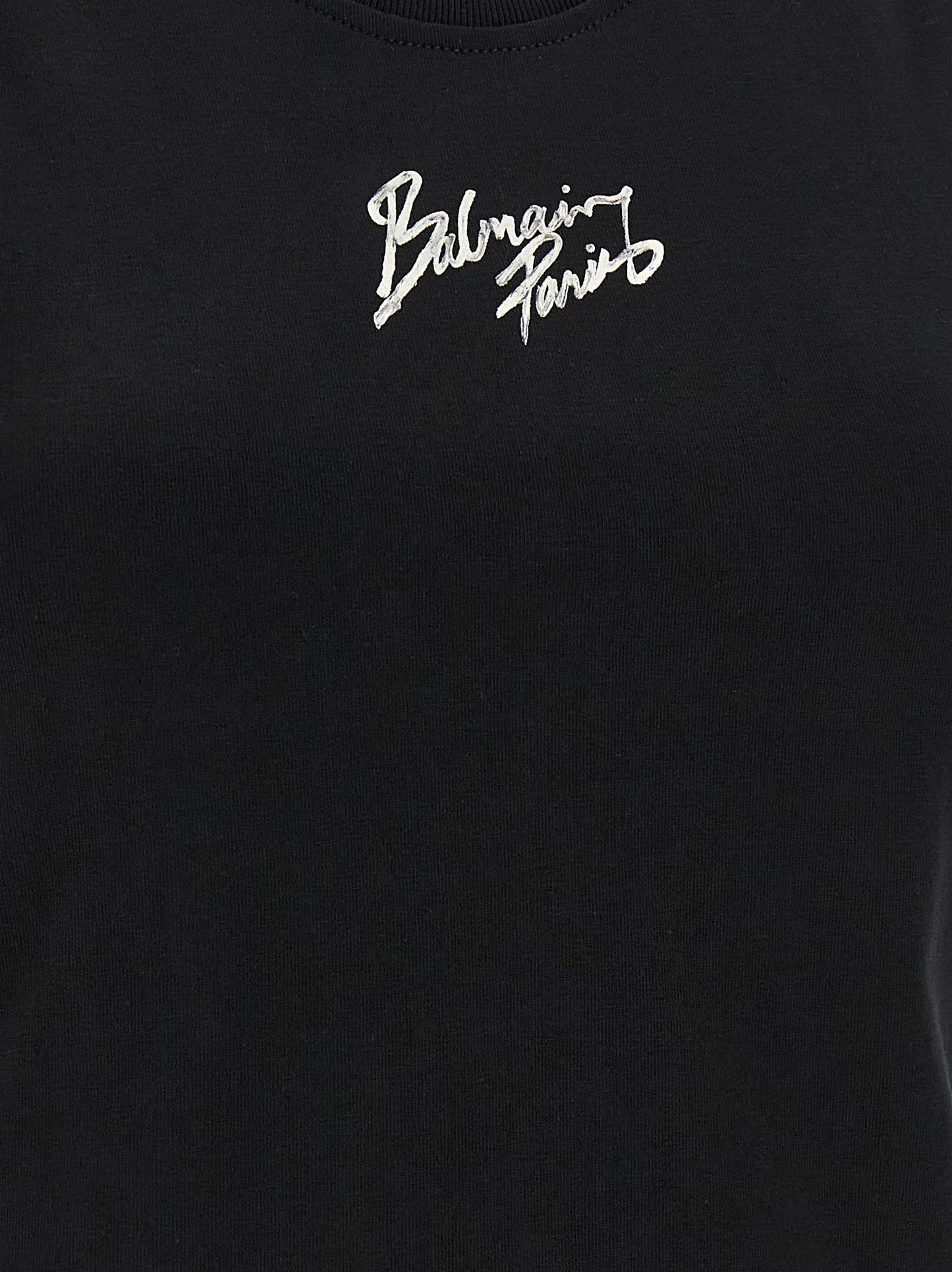 Balmain Black Cotton Sleeveles T-Shirt