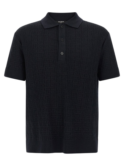 Balmain Blue Wool Polo Shirt