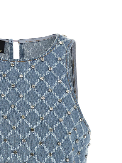 PINKO Blue Cotton Short Dress