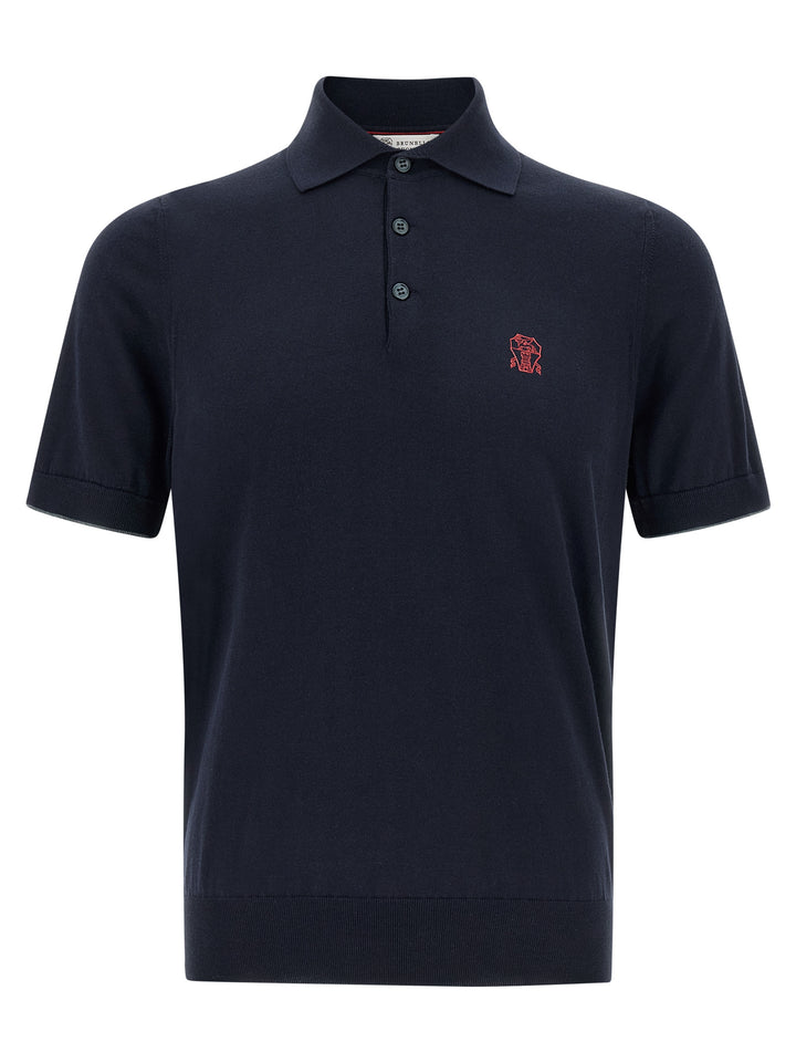 Brunello Cucinelli Blue Cotton Polo Shirt