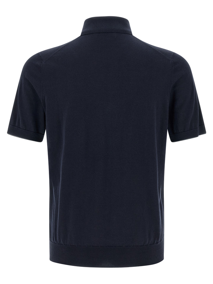 Brunello Cucinelli Blue Cotton Polo Shirt