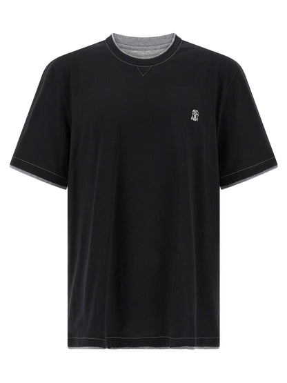 Brunello Cucinelli Black Cotton T-Shirt