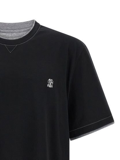 Brunello Cucinelli Black Cotton T-Shirt