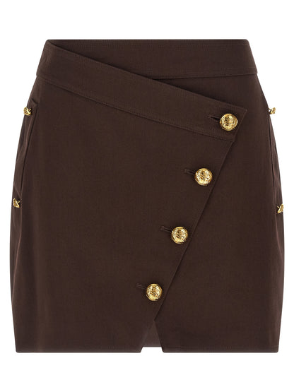 Elisabetta Franchi Brown Cotton Long Skirt