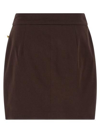 Elisabetta Franchi Brown Cotton Long Skirt