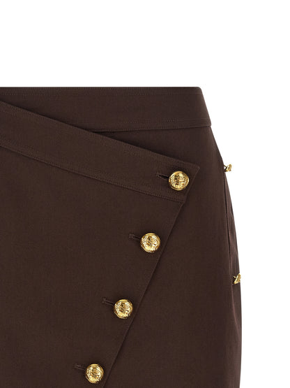Elisabetta Franchi Brown Cotton Long Skirt