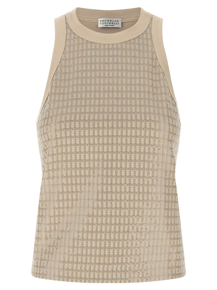 Brunello Cucinelli Beige Cotton Tank Tops