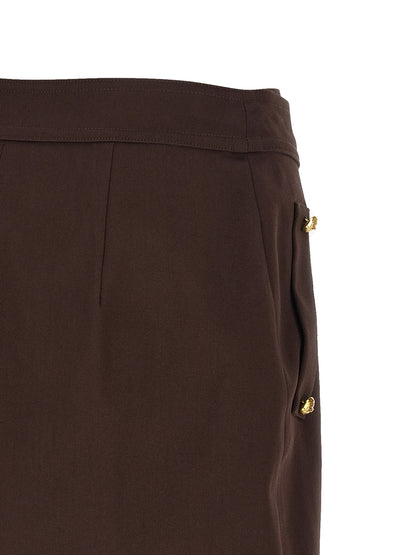Elisabetta Franchi Brown Cotton Long Skirt