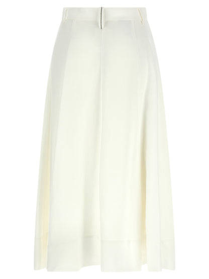 Brunello Cucinelli White Viscose Midi Skirt