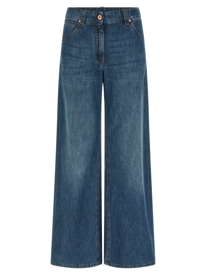 Brunello Cucinelli Blue Cotton Relaxed Fit Jeans