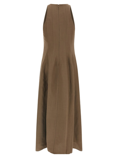 Brunello Cucinelli Brown Viscose Midi Dress