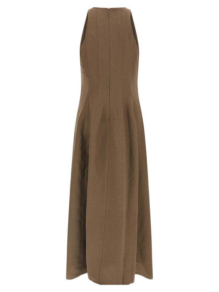 Brunello Cucinelli Brown Viscose Midi Dress