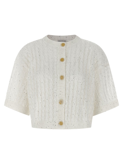 Brunello Cucinelli White Linen Cardigan