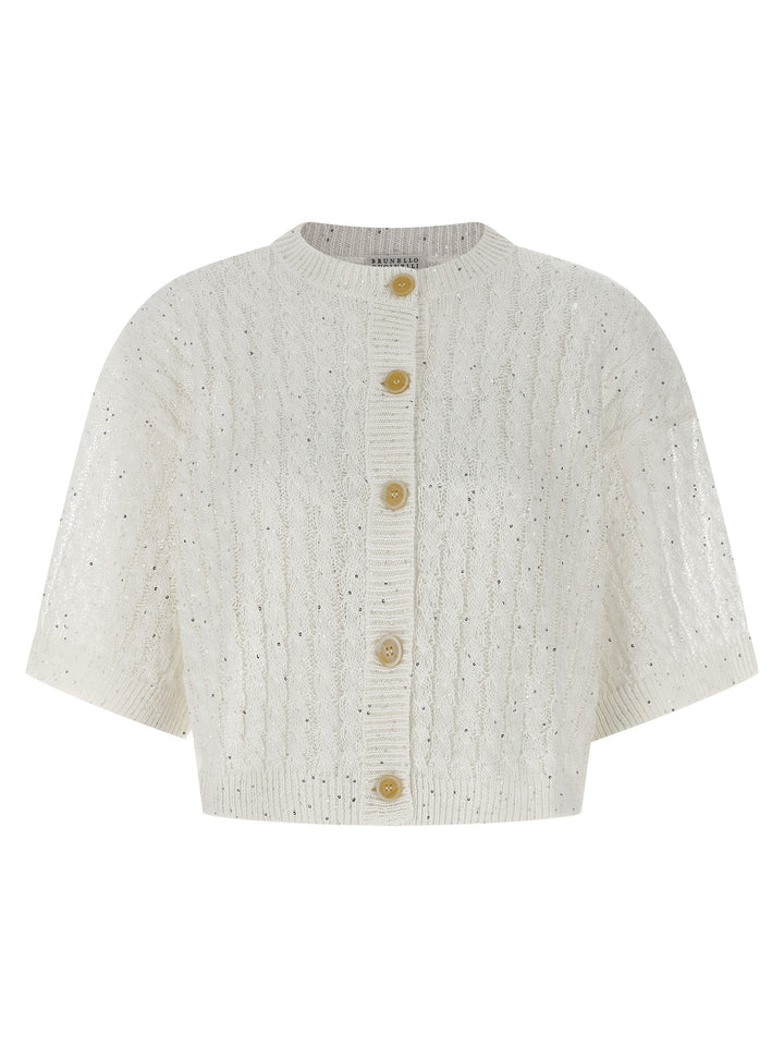 Brunello Cucinelli White Linen Cardigan