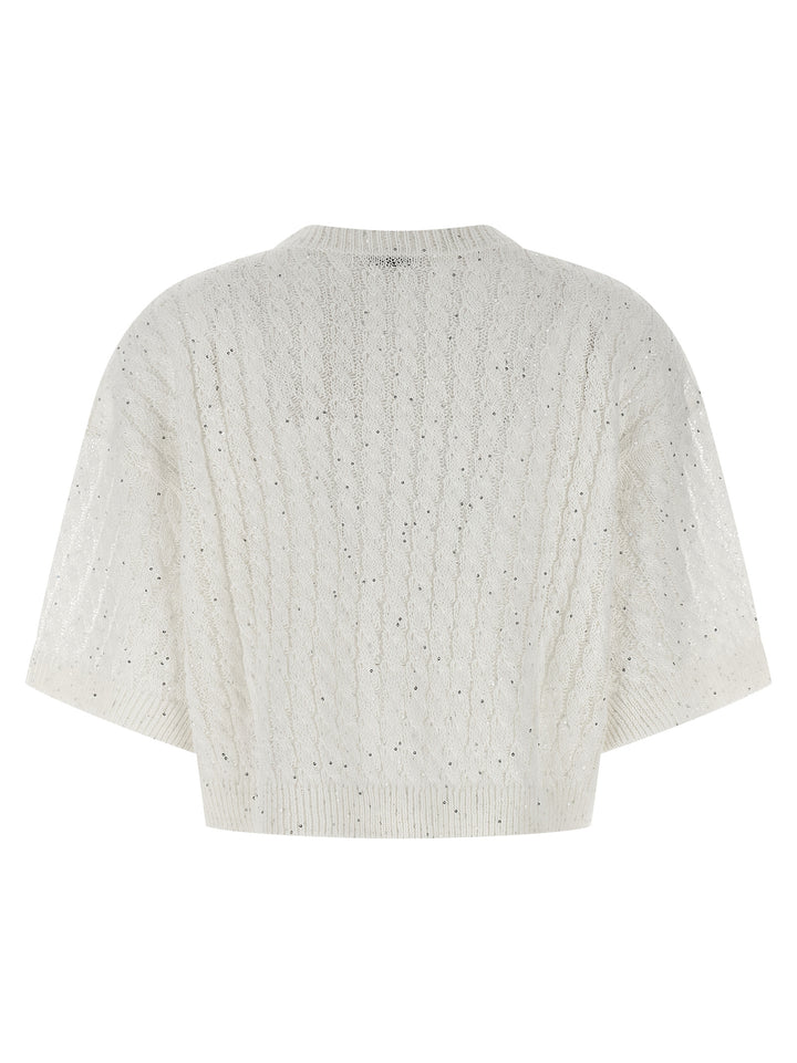Brunello Cucinelli White Linen Cardigan