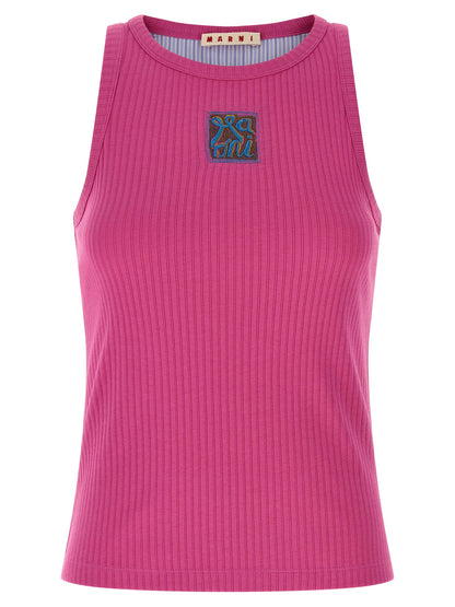 Marni Fuchsia Cotton Sleeveles T-Shirt