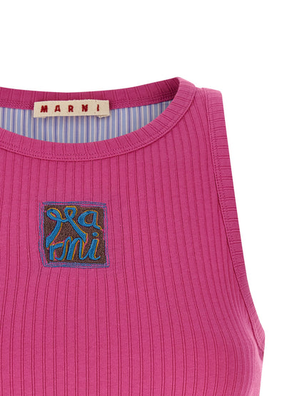 Marni Fuchsia Cotton Sleeveles T-Shirt