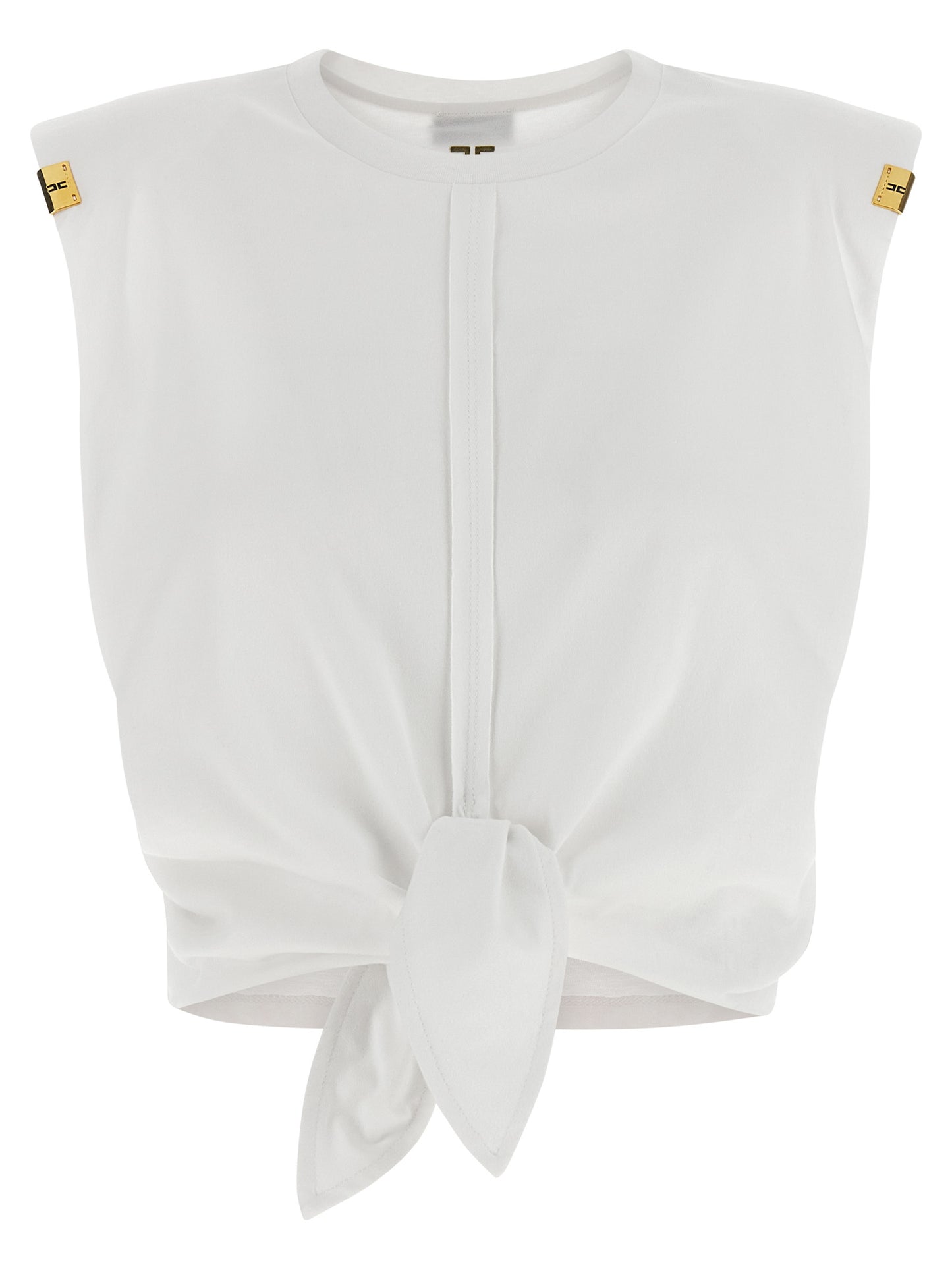 Elisabetta Franchi White Cotton Sleeveles T-Shirt