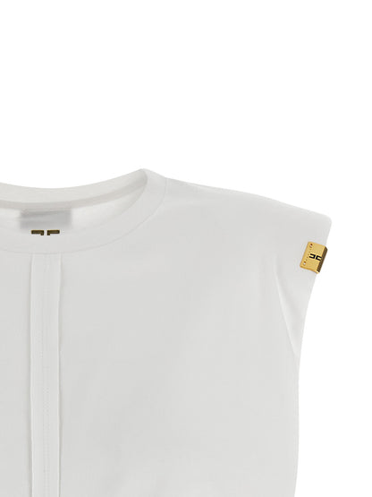 Elisabetta Franchi White Cotton Sleeveles T-Shirt