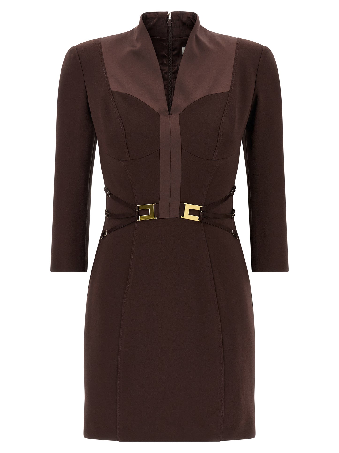 Elisabetta Franchi Brown Polyester Short Dress