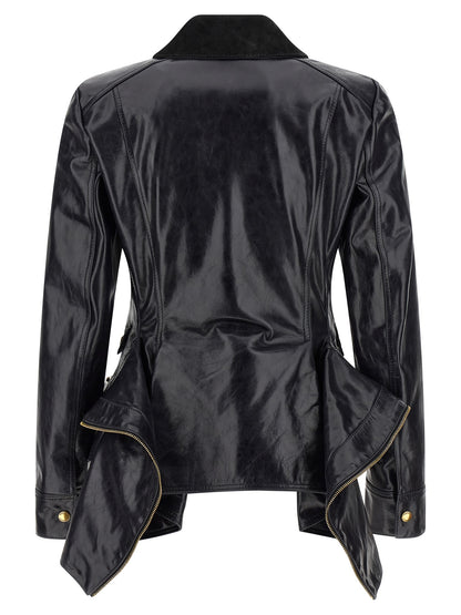 Alexander McQueen Black Cowhide Leather Jacket