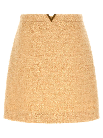 Valentino Garavani Beige Virgin Wool Long Skirt