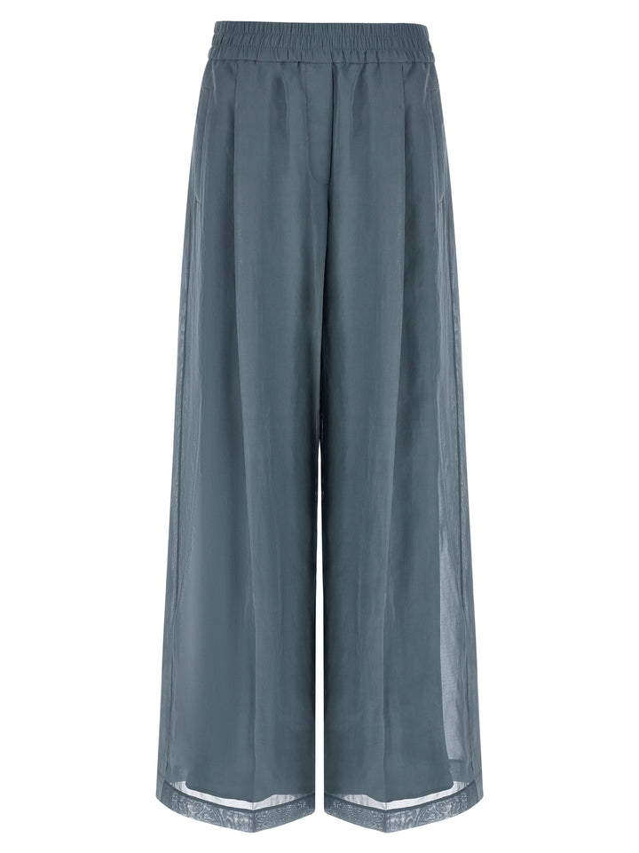 Brunello Cucinelli Blue Cotton Casual Pants