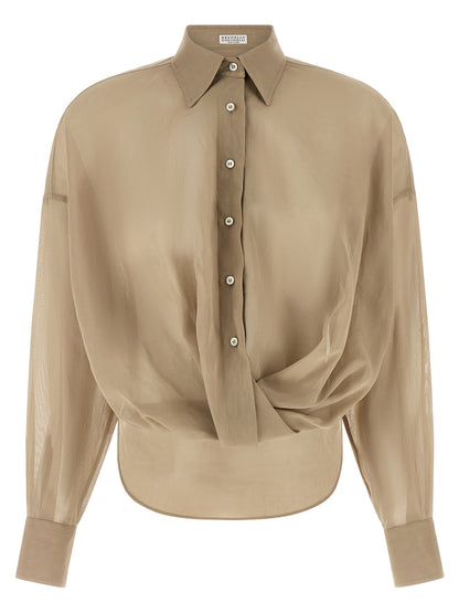 Brunello Cucinelli Beige Cotton Blouse
