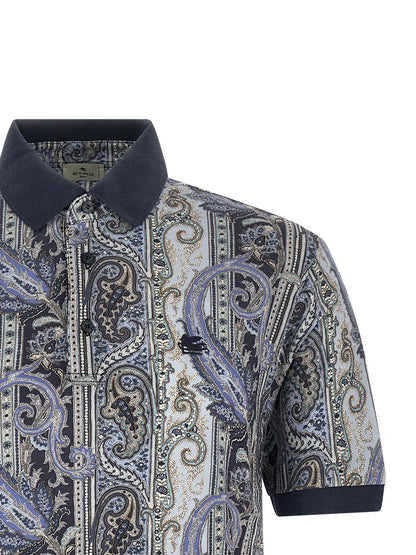 Etro Blue Cotton Polo Shirt