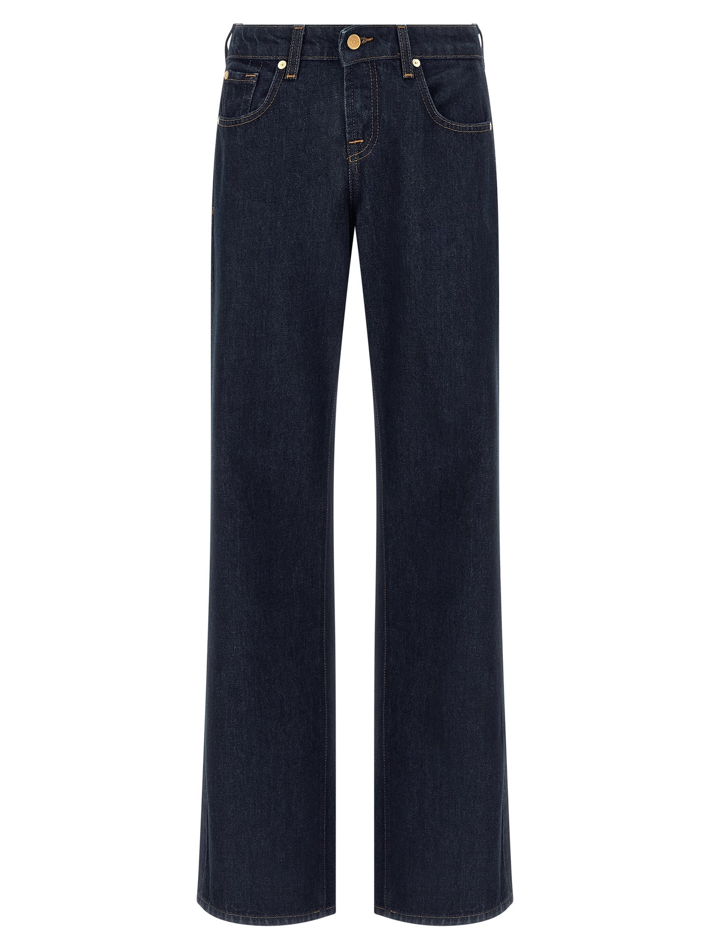 7 For All Mankind Blue Cotton Straight-Leg Jeans