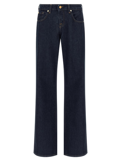 7 For All Mankind Blue Cotton Straight-Leg Jeans