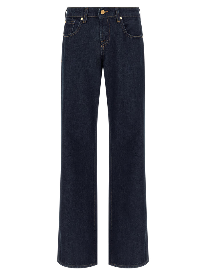 7 For All Mankind Blue Cotton Straight-Leg Jeans