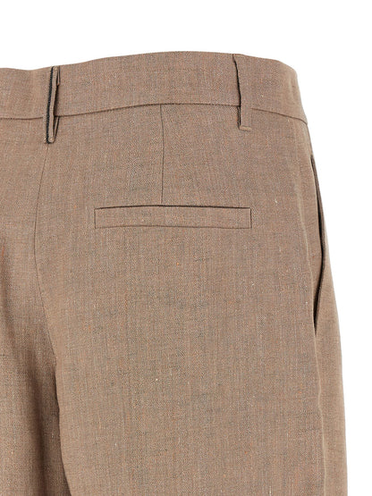 Brunello Cucinelli Multicolor Linen Flared Pants