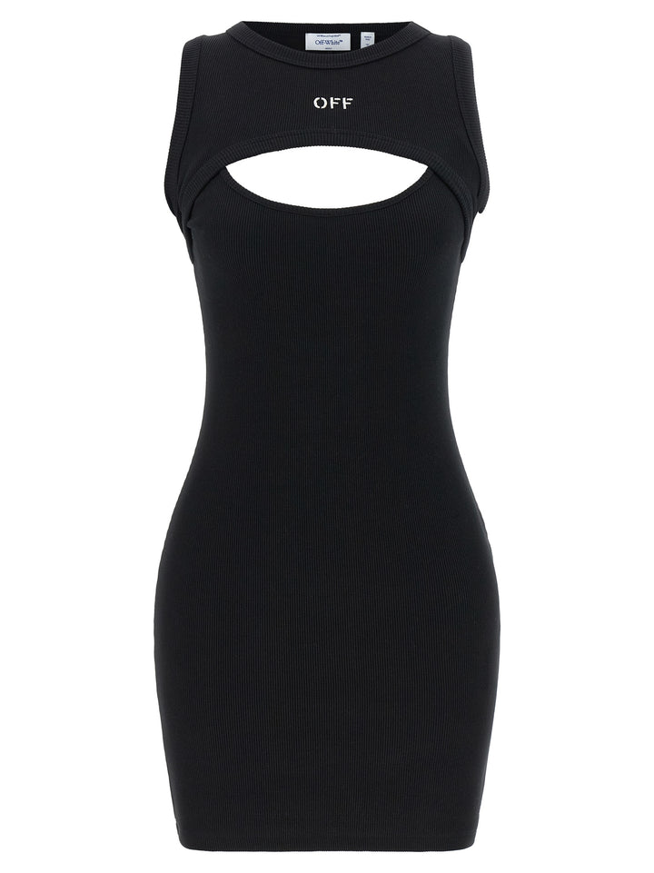 Off-White Bicolor Cotton Short Dress