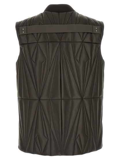 Rick Owens Brown Lamb Leather Sleeveless Jacket