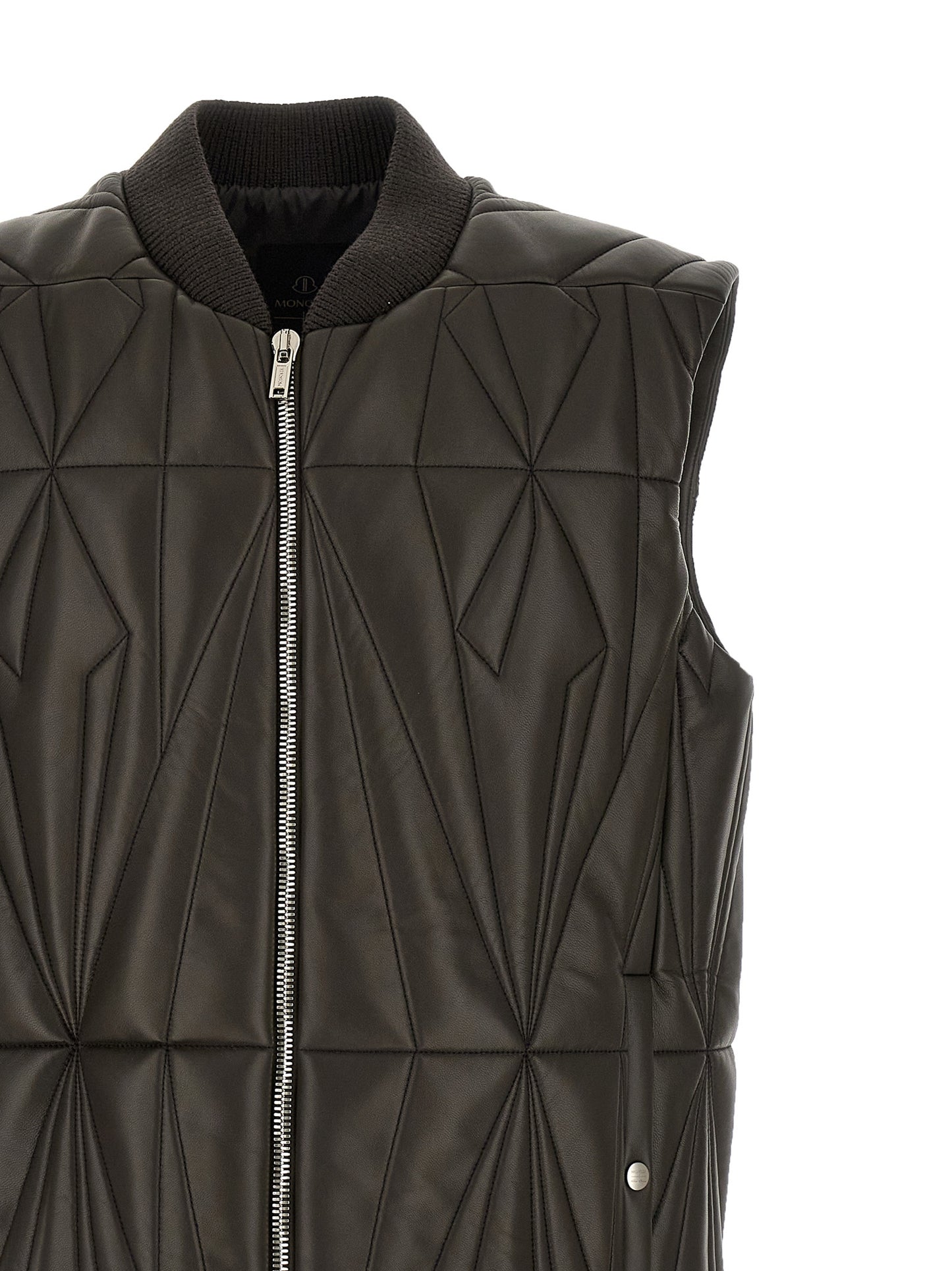 Rick Owens Brown Lamb Leather Sleeveless Jacket