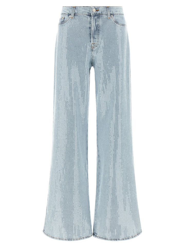 7 For All Mankind Blue Cotton Flared Jeans