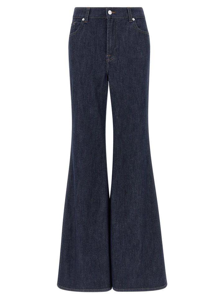 7 For All Mankind Blue Cotton Flared Jeans
