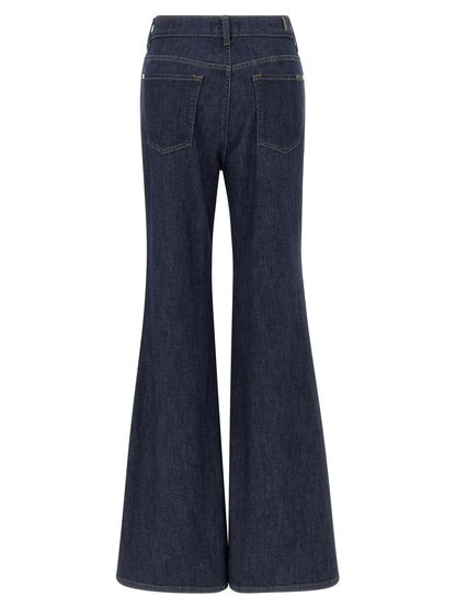 7 For All Mankind Blue Cotton Flared Jeans